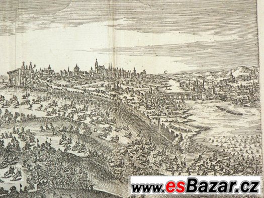 Bitva na Bílé hoře 1620, rytina z roku 1648 originál