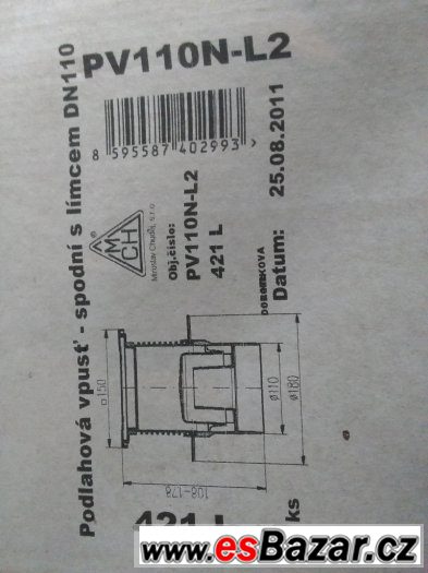 Podlahová vpusť spodní s límcem DN 110 PV110N-L2
