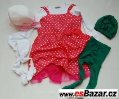 Krásný komplet šaty,tričko, klobouk a baret vel.104