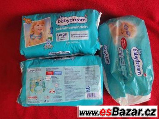 nové 2x balení plavacích plen Babydream po 10 kusech a 1 ote