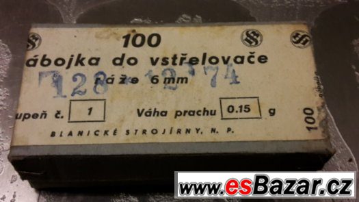 Nábojky do vstřelovače ráže 6mm/100kus 1 krabičkaTempo