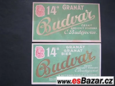 pivní etikety Budvar 2ks
