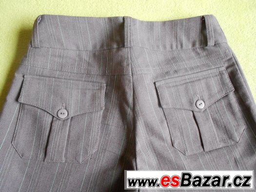 Business kalhoty, šedohnědé s proužkem Orsay, jako nové