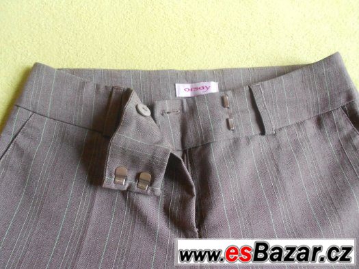 Business kalhoty, šedohnědé s proužkem Orsay, jako nové