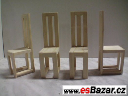 Dřevěný nábytek pro panenky židle se stolem