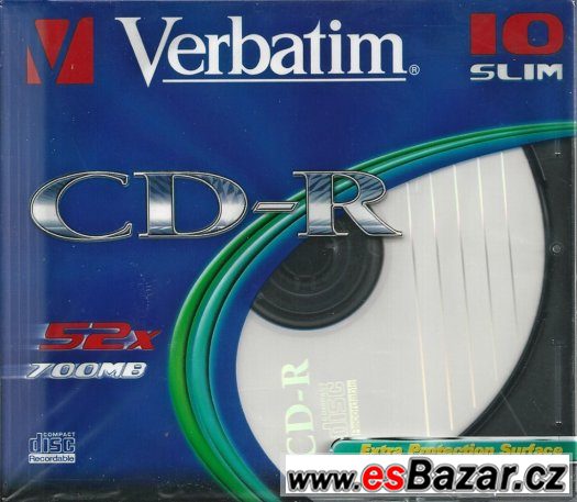 3x Verbatim CD-R 700MB 52x, AZO, slim box, 10ks v balení