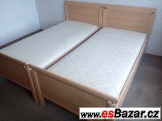 krásné kvalitní postele 2ks s rošty a super matracemi