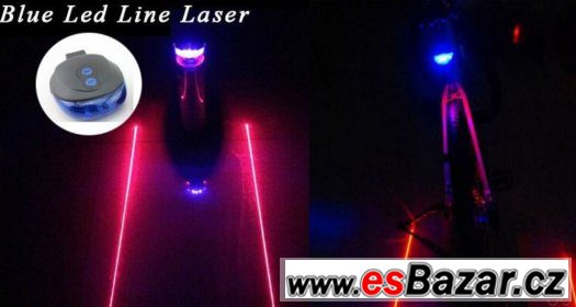 Modrou výstražnou LED svítilnu + červený laser na kolo