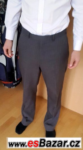 Kalhoty tmavě šedé proužkované PERRY ELLIS Kalhoty tmavě šedé proužkované PERRY ELLIS