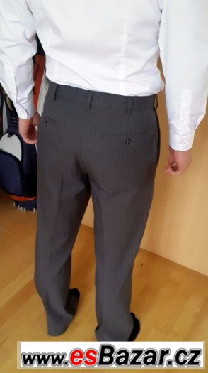 Kalhoty tmavě šedé proužkované PERRY ELLIS Kalhoty tmavě šedé proužkované PERRY ELLIS