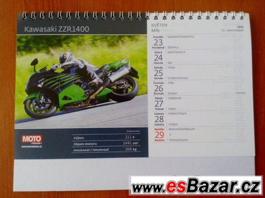 Stolní velký kalendář: Motorky 2016