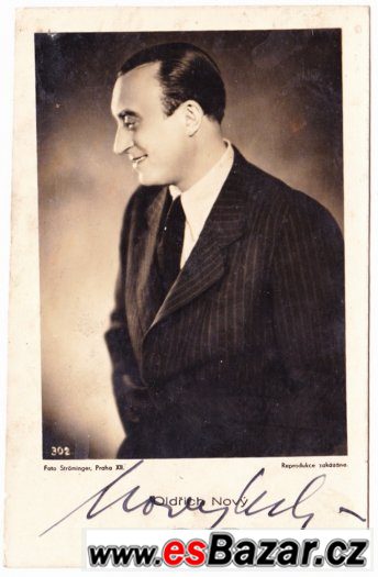 OLDŘICH NOVÝ - portrétní fotografie s podpisem perem