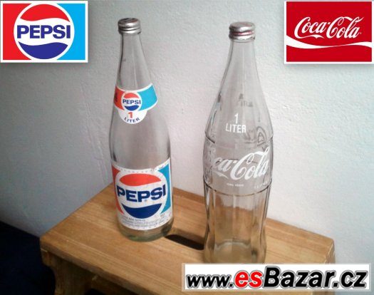 Skleněná Láhev Coca-Cola a Pepsi stáří cca 30 let