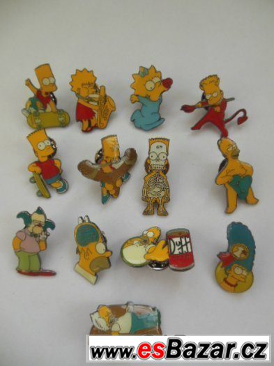 třpytivé kolíčky-ks - 2,-Kč,odznaky Simpsonovi,pouzdra-penál