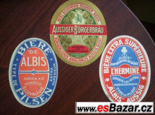 staré pivní etikety 3ks Ústí nad Labem