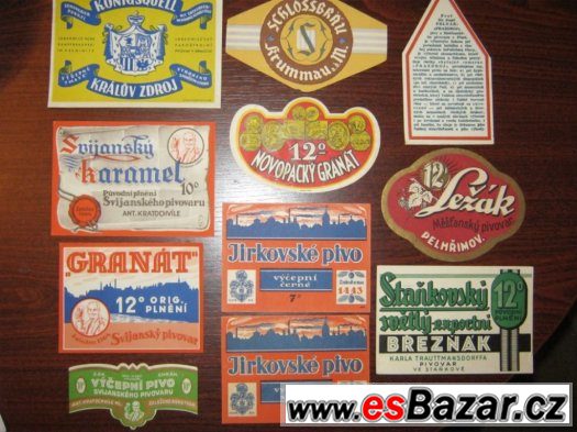 staré pivní etikety do roku 1945 - 50ks staré pivní etikety do roku 1945 - 50ks
