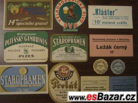 staré pivní etikety do roku 1945 - 50ks