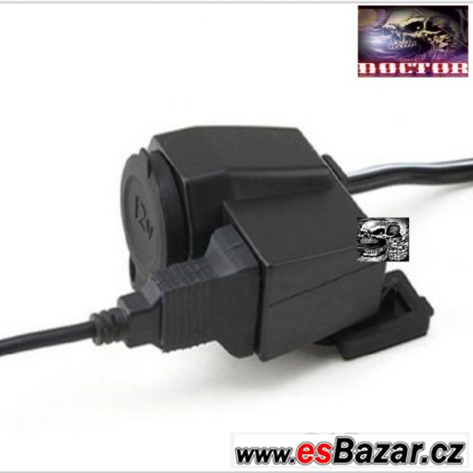 Vodotěsná 12V motozásuvka + USB.