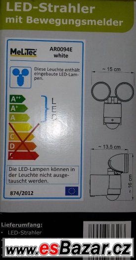 Světlo venkovní dvojité LED s čidlem pohybu,německá výroba