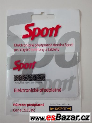 Sport předplatné na celý rok v hodnotě 1500kč Sport předplatné na celý rok v hodnotě 1500kč