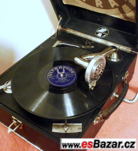 Krásný starožitný gramofon na kliku č.2