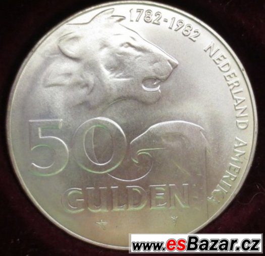 stříbrná mince 50Gulden ND Queen Beatrix 1782-1982