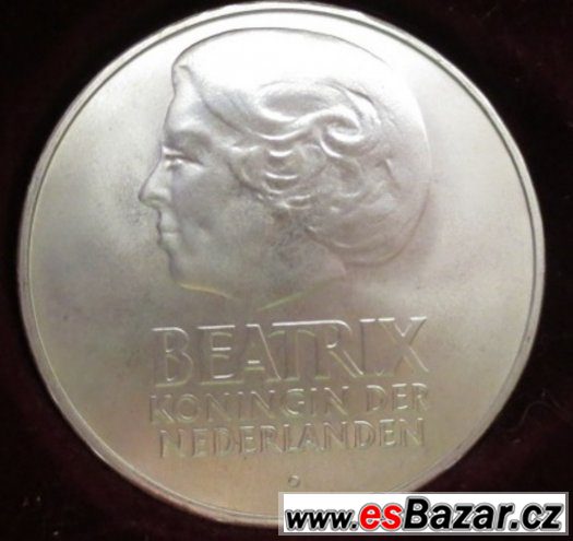 stříbrná mince 50Gulden ND Queen Beatrix 1782-1982