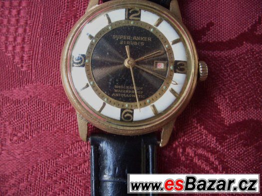 Krásné,staré,funkční pozlacené hodinky-Super Anker