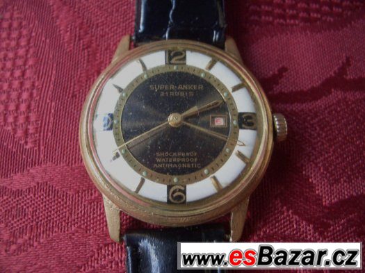 Krásné,staré,funkční pozlacené hodinky-Super Anker