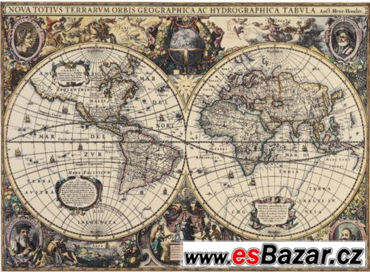 Nové, orig.zabalené Puzzle - 1000 dílků, hist.mapa světa, Nové, orig.zabalené Puzzle - 1000 dílků, hist.mapa světa,