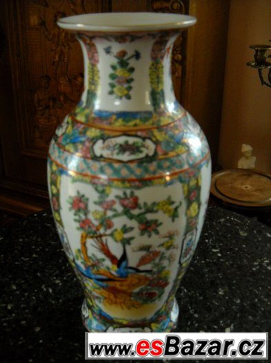 Cínská malovaná váza značená, Výška 30cm