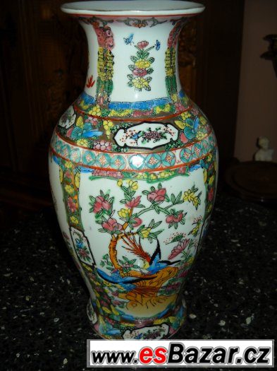 Cínská malovaná váza značená, Výška 30cm