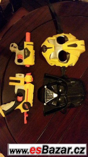 Nerf pistole a masky Transformers a starwars