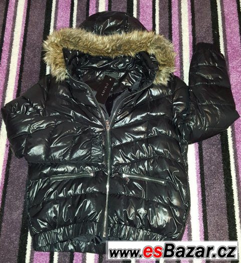 Luxusní zimní černá bunda - SLEVA 50%