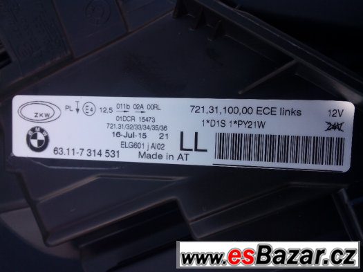 Přední světlo Bi xenon BMW F30 F31 Přední světlo Bi xenon BMW F30 F31