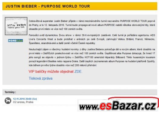 JUSTIN BIEBER - PRAHA 2016 - NEJLEPŠI CENY - UPRAVENO JUSTIN BIEBER - PRAHA 2016 - NEJLEPŠI CENY - UPRAVENO