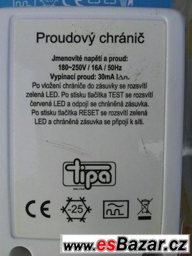 Proudovy chranič 250V 16A 50Hz