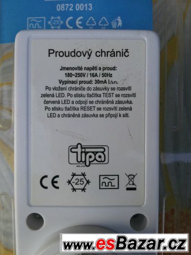 Proudovy chranič 250V 16A 50Hz