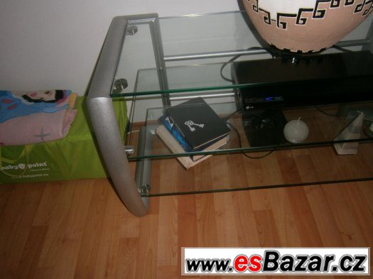 televizní stolek, masivní sklo a kov televizní stolek, masivní sklo a kov