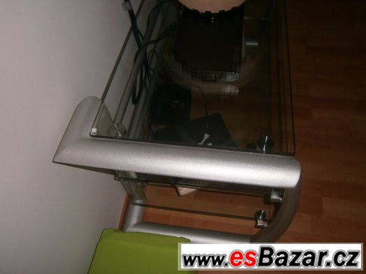 televizní stolek, masivní sklo a kov televizní stolek, masivní sklo a kov