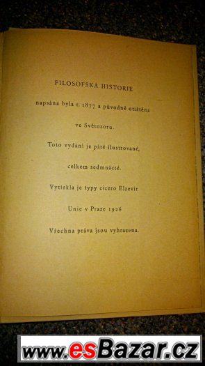 Prodám knihy Filosofská historie (A.Jirásek) 1926 a Odysseia