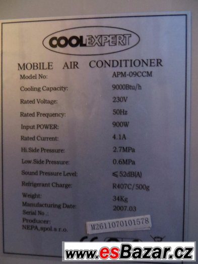 PRODÁM mobilní klimatizaci COOLEXPERT -