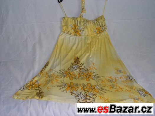 Žluté šaty/halenka/sukně s květy hippies