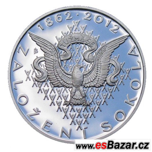 200kč stříbrná mince 150. výročí založení Sokola PROOF
