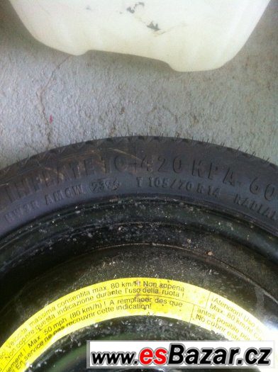 Dojezdové kolo - rezerva 4x100 105/70 R14 Dojezdové kolo - rezerva 4x100 105/70 R14