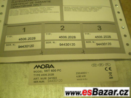 MORA MIT 600 FC- indukční deska