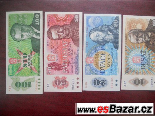 sestava-ctyr-bankovek-ceskoslovenska-unc