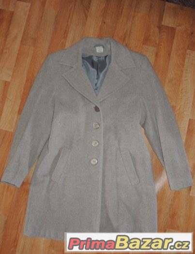Flaušový kabátek světle šedý, flaušový kabát, velikost 40-42