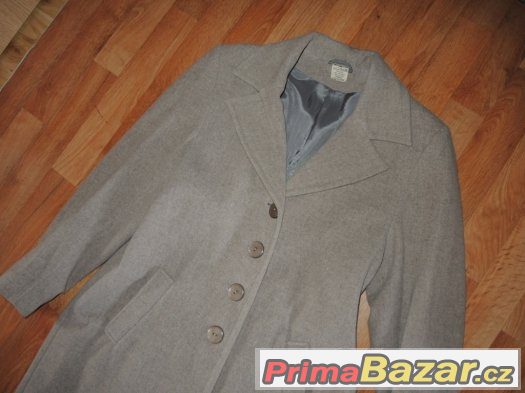 Flaušový kabátek světle šedý, flaušový kabát, velikost 40-42