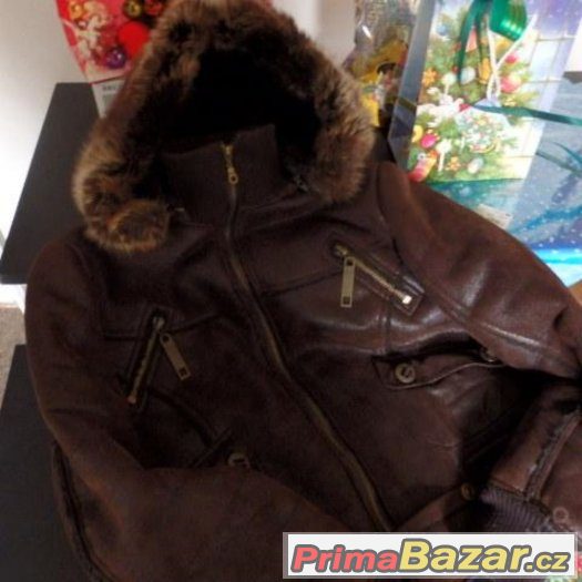 Zimní koženkavá bunda s beránkem PRSA 53cm